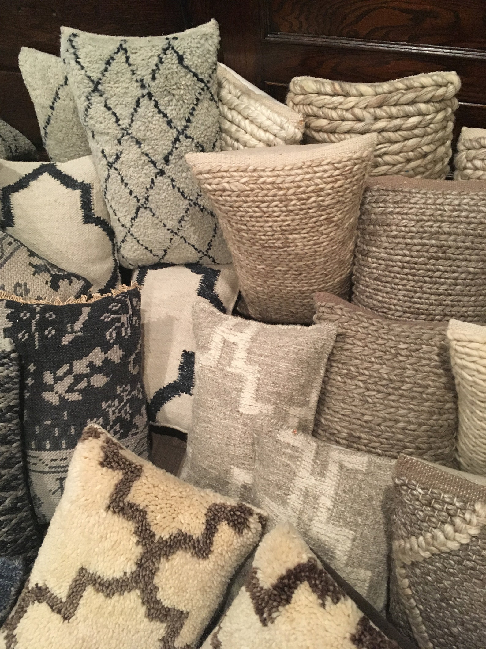 Blue and Gray Wool Rug Pillow With Belgian Linen Backing Etsy