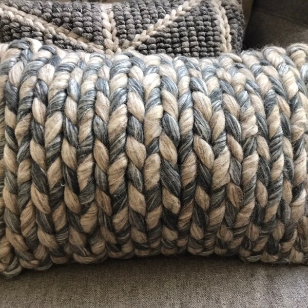 Blue Knit Pillow Etsy