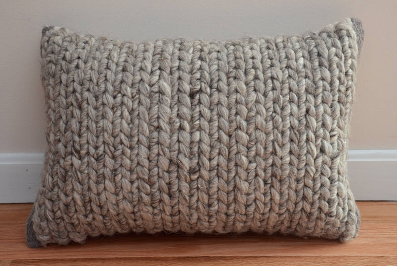 Chunky Yarn Hand-knitted Pillow Cover With Feather Down Pillow