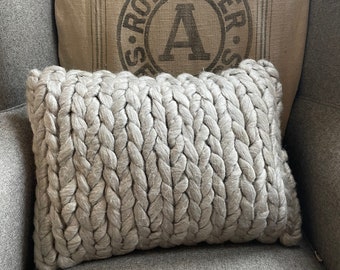 grey knit throw pillow