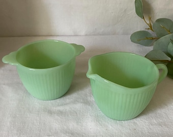 1950s Jadeite Jane Ray Creamer Vintage Fire King Oven Ware Green 
