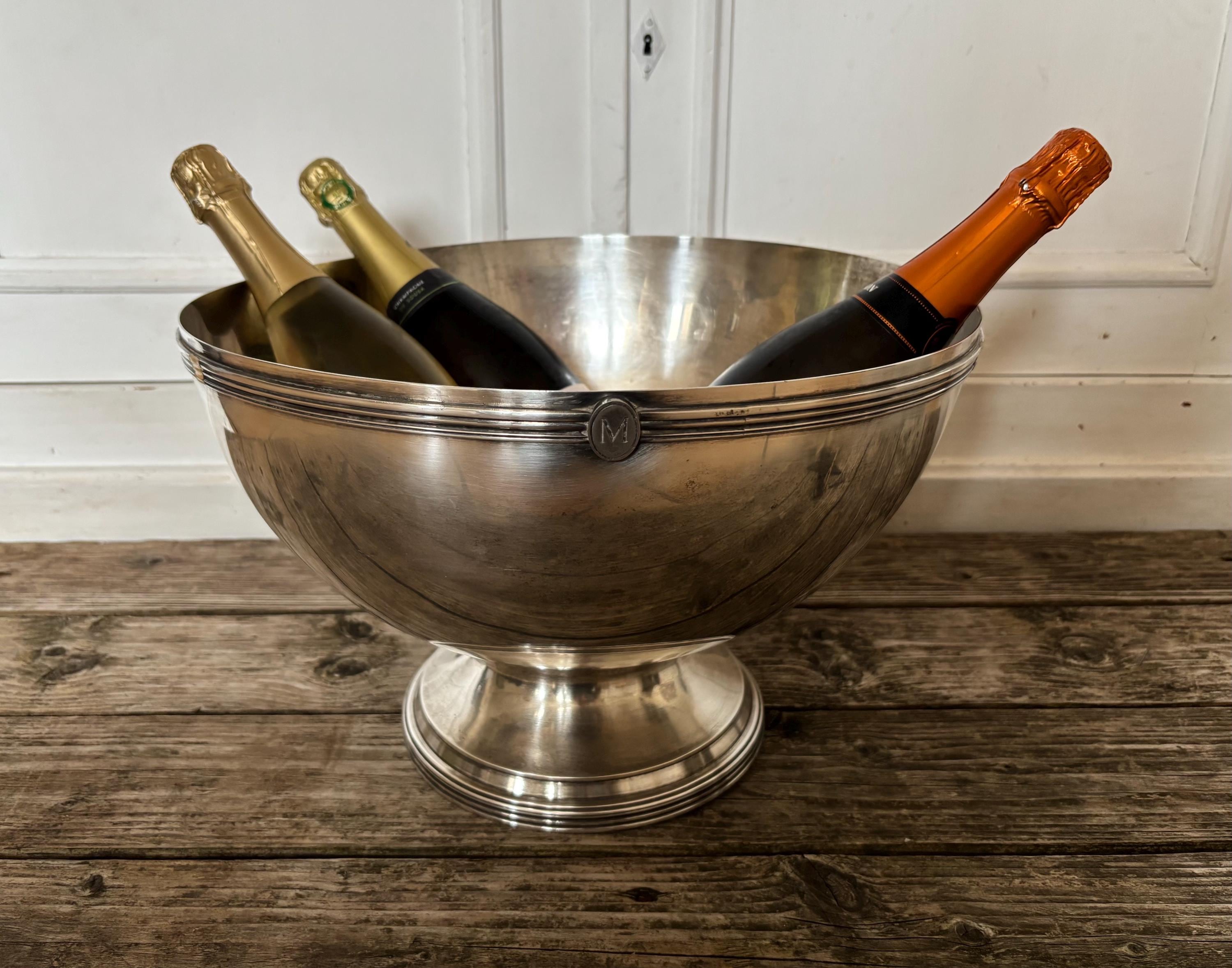 Seau à Champagne Massé – Métal Argenté Et Plastique – Reproduction Sous Licence – 21 Cm