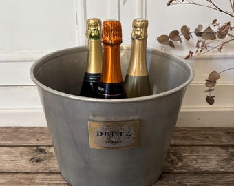 Cubitera de champán DEUTZ vintage. Nevera asimétrica para 5 botellas. Cubitera de champán. Cubitera francesa.