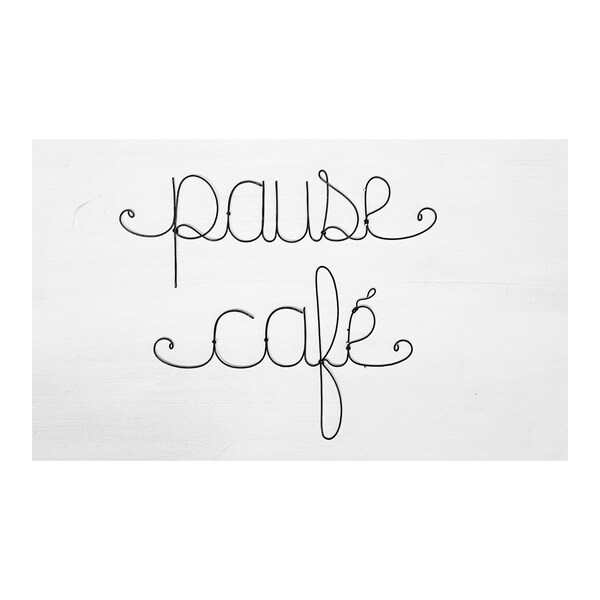 Quote, word, wire decoration. Coffee break in annealed wire. Wall decoration by Chachadesetoiles