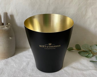 Seau à champagne Moët et Chandon neuf. Noir et couleur or. Champagne bucket France. Made in France. Seau à glace.