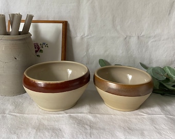 2 Digoin stoneware bowls. Vintage France. Made in France.