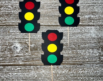 Traffic Lights Cupcake Toppers (Set 12)