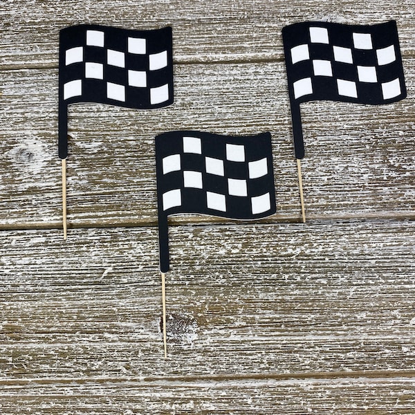 Checkered Flag Cupcake Toppers (Set 12)
