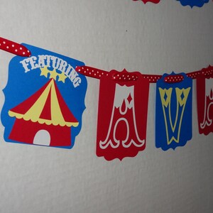 Circus Carnival Happy Birthday Banner Pennant - 15 Panel Paper Banner With String, 6x8 Inch Flags