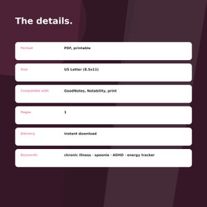Spoon Budget Daily Sheet Pink | Spoonie Energy Tracker | Chronic Illness ADHD Printable Planner image 6