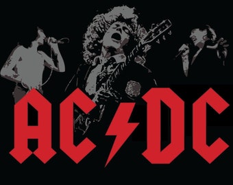 AC//DC album Angus Young Bon Scott Rock Band Logo Mur Art Autocollant