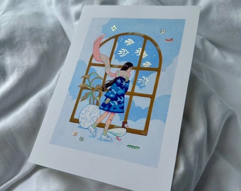 Limited Edition Gold Foil Print "Outside the Window"