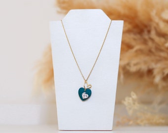 Collana San Valentino 3 cuori. Collana con doppio ciondolo a forma di cuore in legno