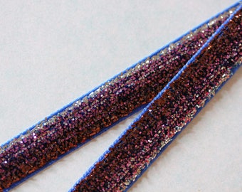Blue Velvet purple silver glitter Ribbon