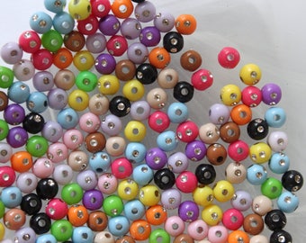 set of 20 round beads silver dots