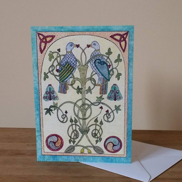 Two Turtle Doves blank greetings card.