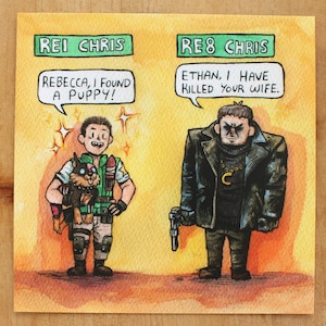 Antigo vs Novo Chris | quadrado cartão postal | Impressão 120 mm x 120 mm