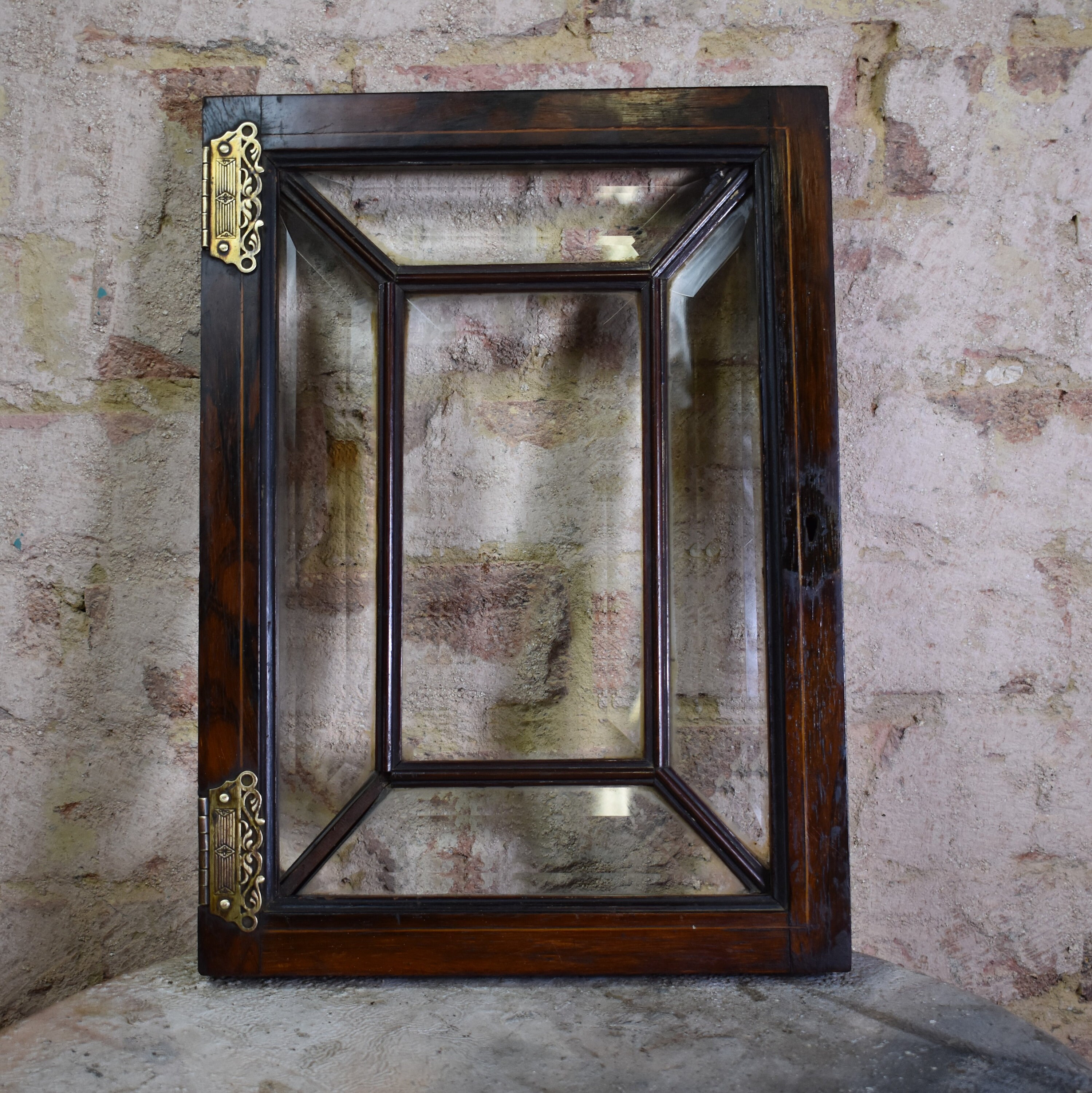 Antique Decoratve Bevelled Oak Glass Panel Window Glass Etsy