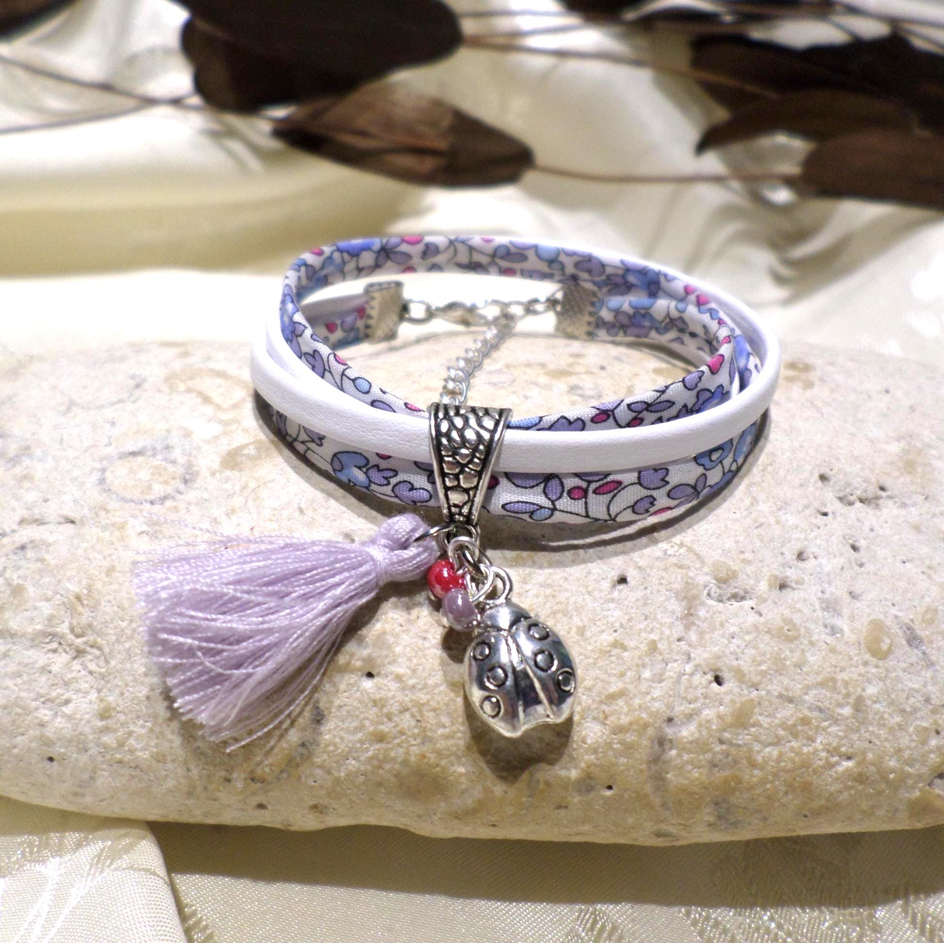 Bracelet coccinelle personnalisée en argent massif