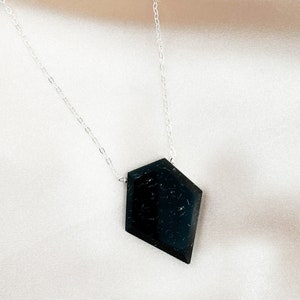 Black Tourmaline Shield Necklace - Protection Necklace - Amulet