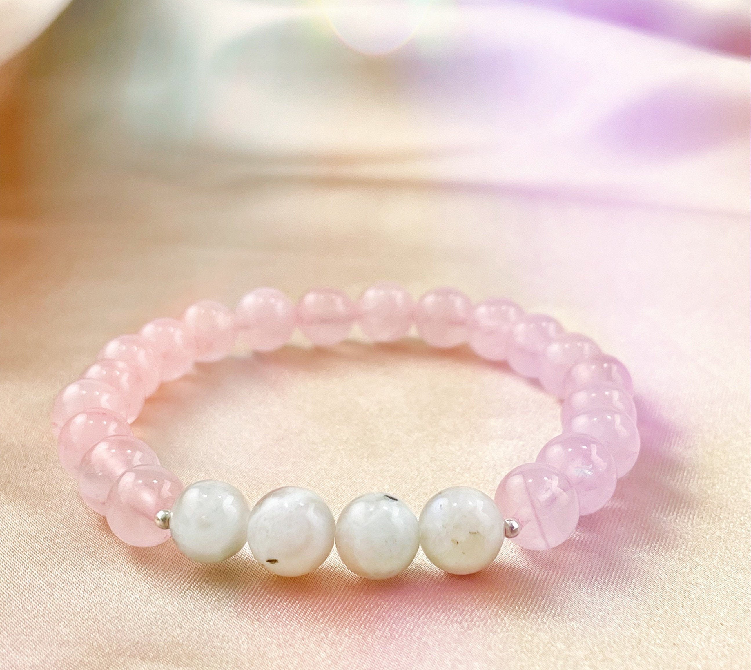 Rose Quartz and Moonstone Bracelet • Fertility Bracelet • Infertility