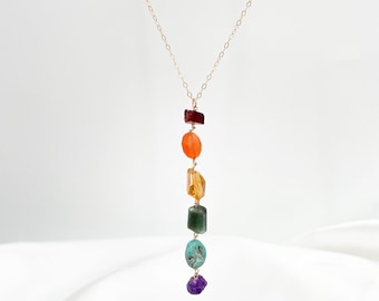Rainbow Chakra Lariat Necklace