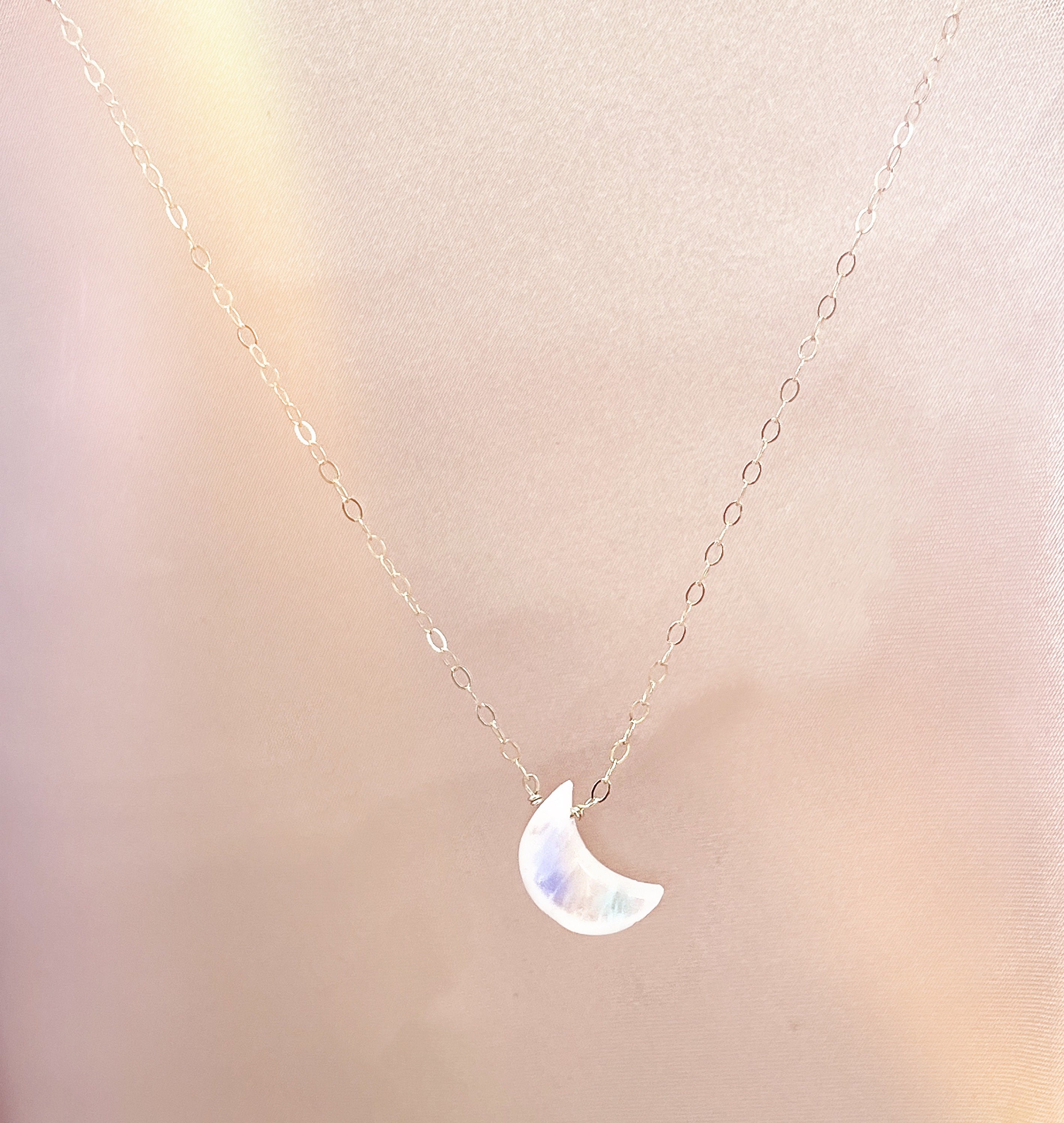 Dainty Moon Moonstone Healing Necklace • Moonstone Necklace • Healing Jewelry • Gift For Her