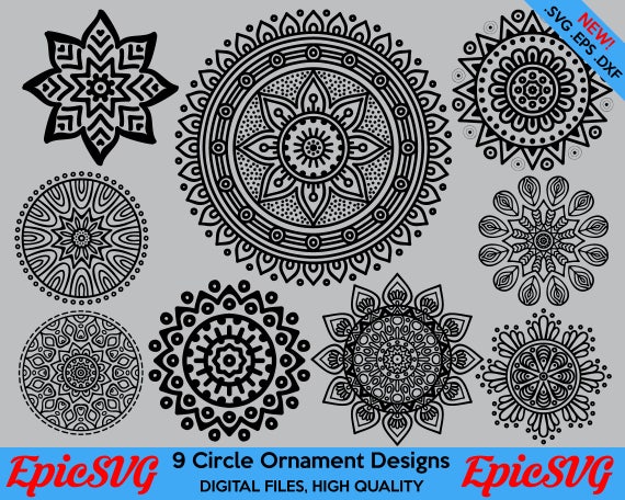 Download 9 Circle Ornament Designs Svg Dxf Eps Mandala Circular Etsy