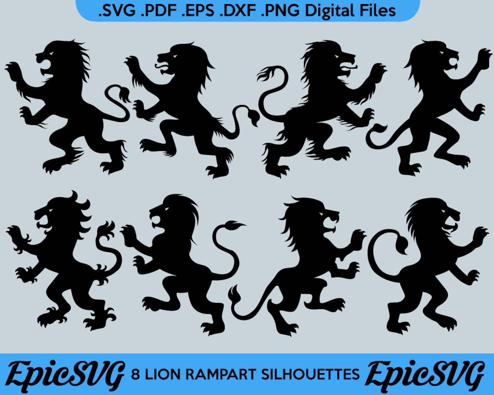 Vector Image Rampart 8 Lion Rampart Designs .SVG .PDF .EPS .dxf .png Royal Coat of Arms ...
