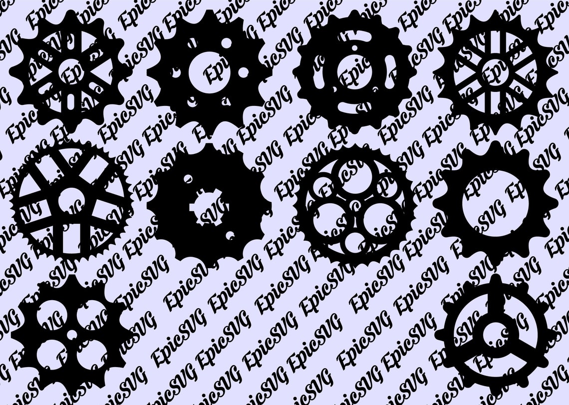 10 Bike Sprocket Gears .SVG .PDF .EPS .dxf .png Digital Files Hipster