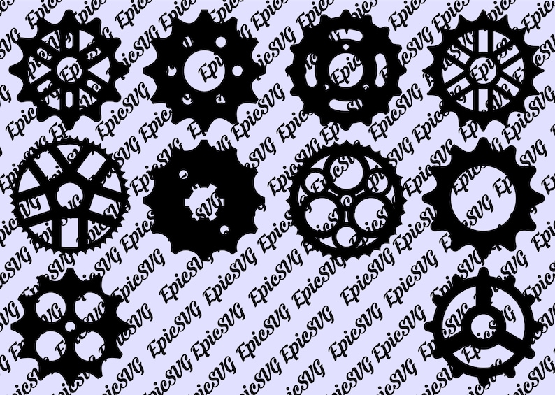 10 Bike Sprocket Gears .SVG .PDF .EPS .dxf .png Digital Files Hipster Accessory Decor Sticker Design Silhouette Cricut Cutting Stencil image 2