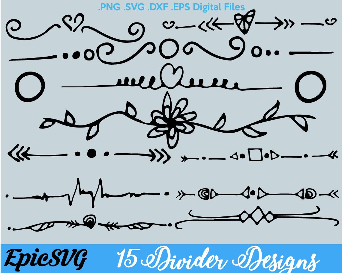 Download 15 Text Dividers .SVG .DXF .EPS Text Divider Vector | Etsy