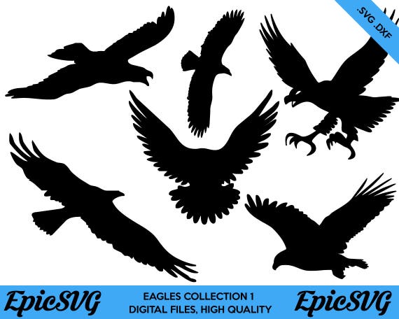 Download Flying Eagles Collection Svg Dxf Clipart Vector Graphic Etsy