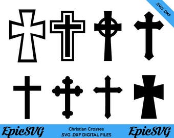 Christian Crosses | .SVG .DXF | Vector Clipart Silhouette Digital Download Cricut Religious Symbols