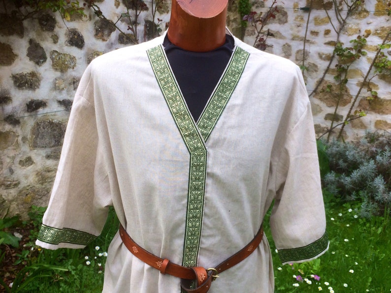 linen cross shirt Viking costume Medieval tunic stripe Nordic