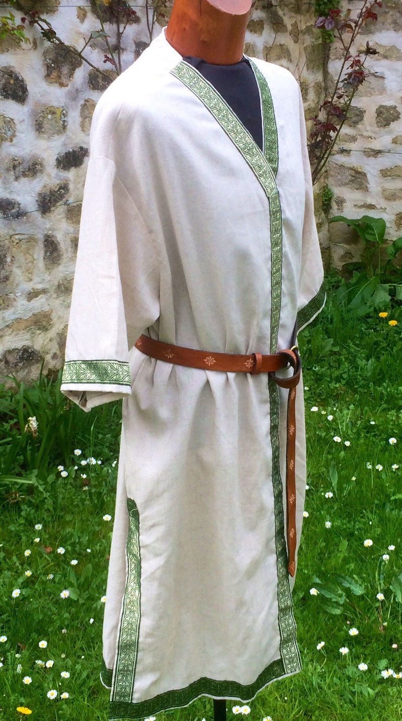 linen cross shirt Viking costume Medieval tunic stripe Nordic