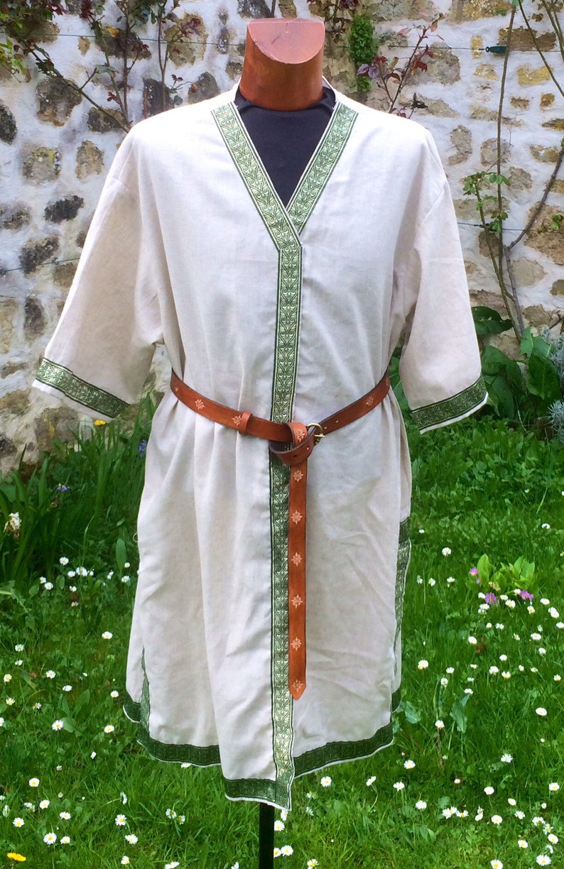 linen cross shirt Viking costume Medieval tunic stripe Nordic