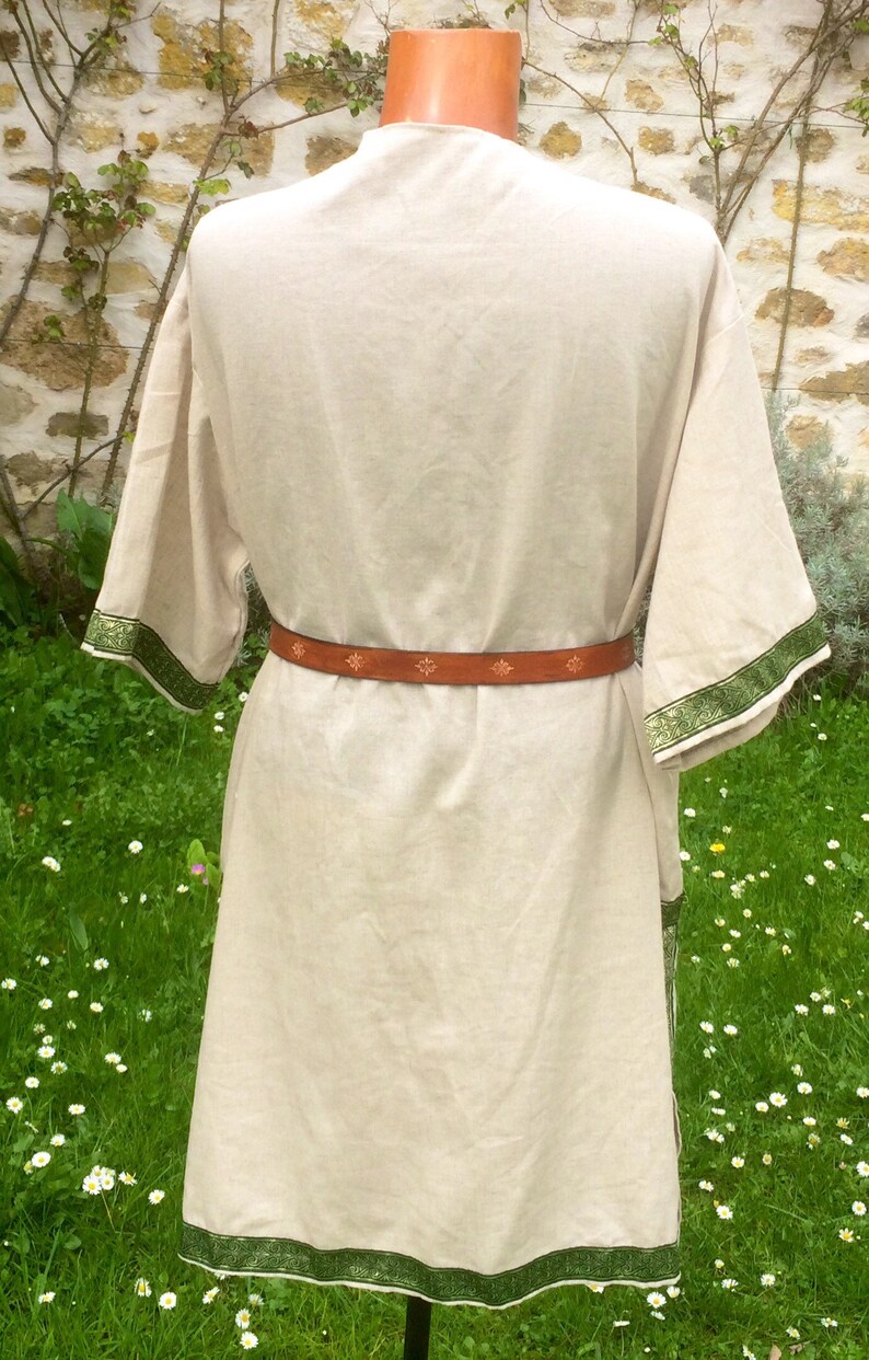 linen cross shirt Viking costume Medieval tunic stripe Nordic