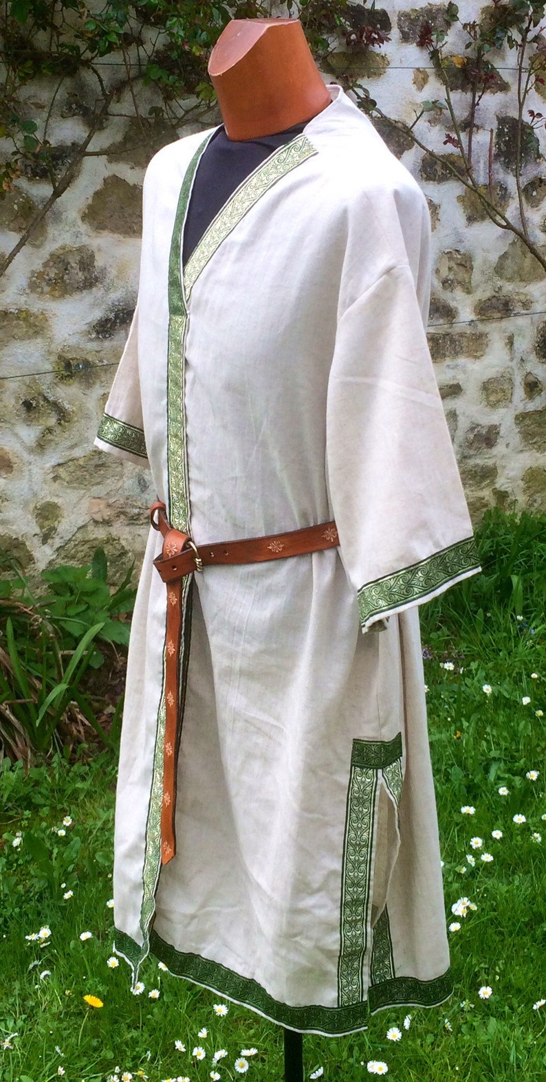 linen cross shirt Viking costume Medieval tunic stripe Nordic
