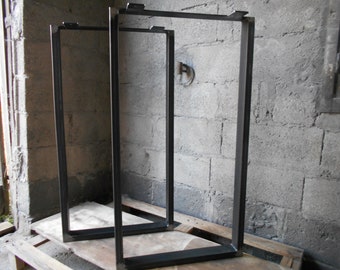 2 Pieds de table acier 90x45 cm, pieds de table industriels, pieds en métal