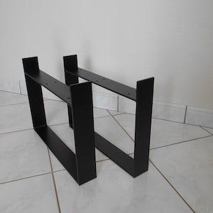 2 metal table legs, flat steel table legs, industrial table legs.