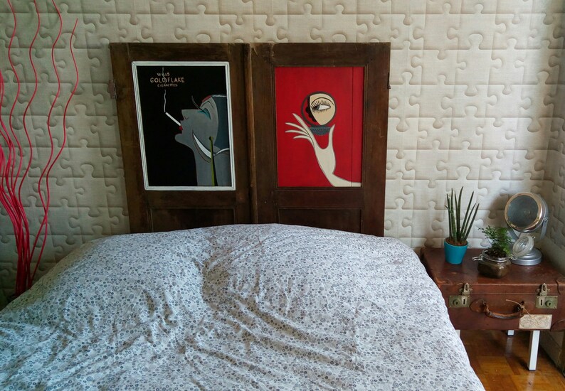 Vintage Headboard Antique Doors Art Deco Posters