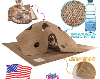 The Ripple Rug Cat Activity Mat - Fun Interactive Play - Training - Scratching - Multi Use Habitat and Bed Mat