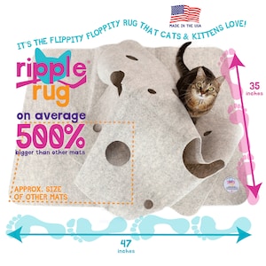 The Ripple Rug Cat Activity Mat - Made in USA - Fun Interactive Play - Training - Scratching - Multi Use Habitat and Bed Mat