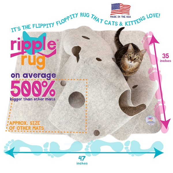 Die Ripple Rug Katzenaktivitätsmatte - Made in USA - Spaß Interaktives Spielen - Trainieren - Kratzen - Multi-Use-Lebensraum und Bettmatte