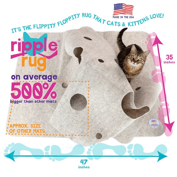 The Ripple Rug Cat Activity Mat - Made in USA - Fun Interactive Play - Training - Scratching - Multi Use Habitat and Bed Mat