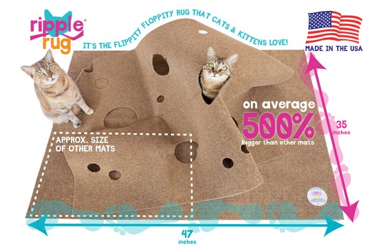 The Ripple Rug Cat Activity Mat Made in USA Fun Interactive Play Training  Scratching Multi Use Habitat and Bed Mat 