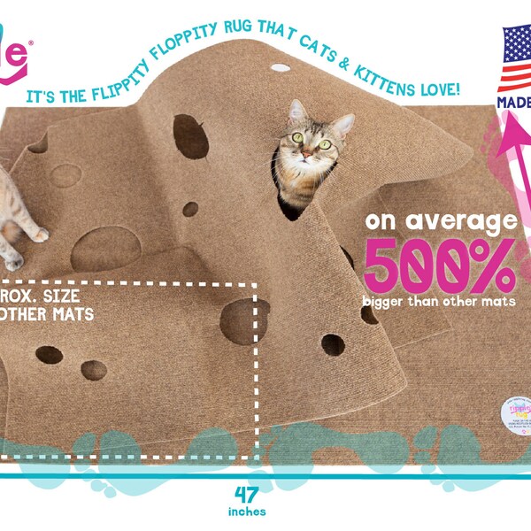 The Ripple Rug Cat Activity Mat - Made in USA - Fun Interactive Play - Training - Scratching - Multi Use Habitat and Bed Mat