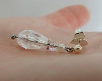 Boucles D'Oreilles Goutte Fait Main - Argent Plaqué & Perles Ivoire/Crème - Pour Mariage/Mariée - Neuf