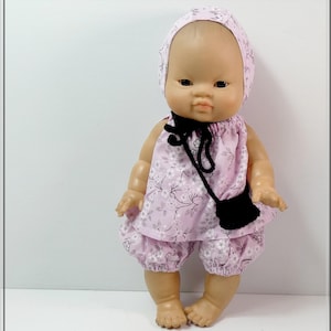 Tunic, bonnet, bloomers and bag for 30/34 cm Paola Reina Gordis doll,